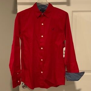 Nautica Boy's Vibrant Red Button-Down Shirt